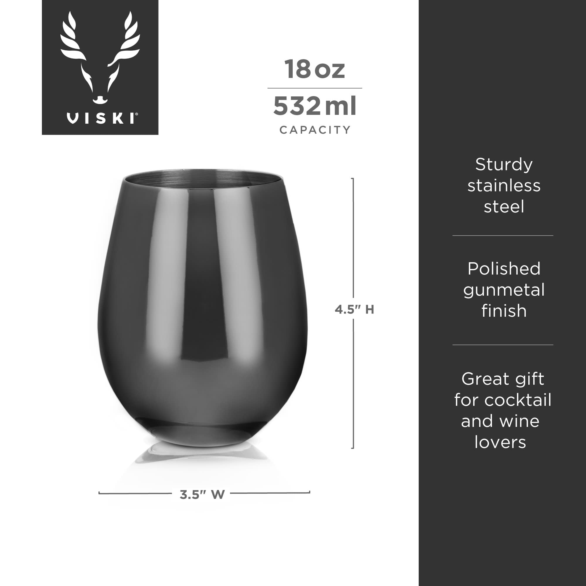 18 oz Gunmetal Stainless Steel Wine Glasses