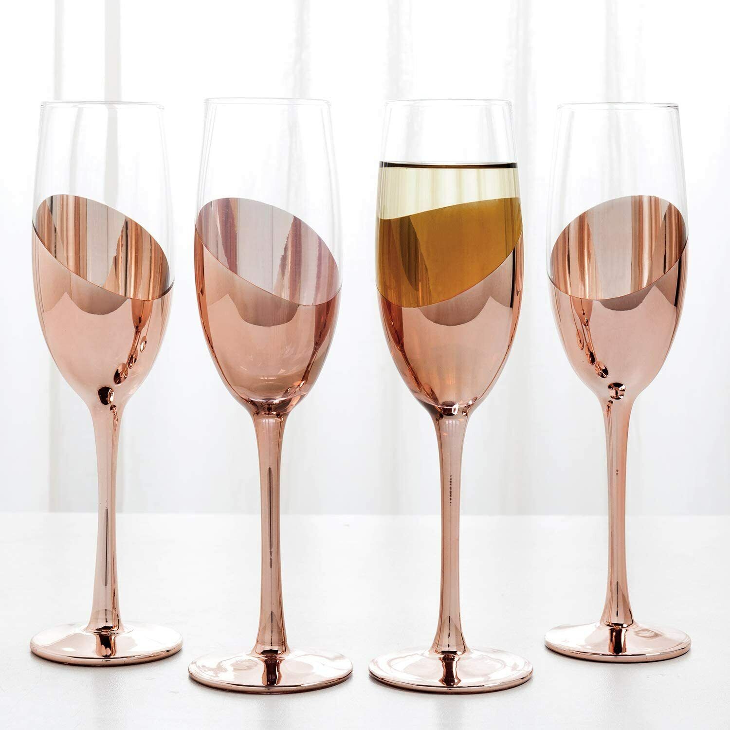 Rose Gold Champagne Flutes, Set of 4