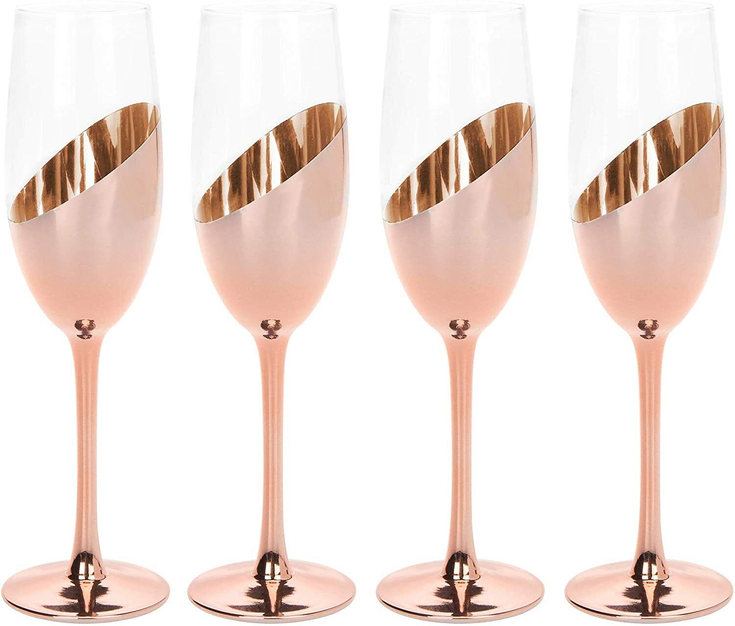 Rose Gold Champagne Flutes, Set of 4