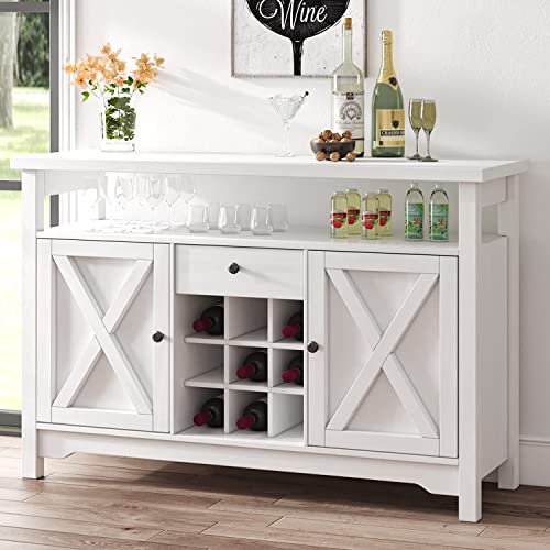 Farmhouse Wine Buffet with Barn Doors & Drawers