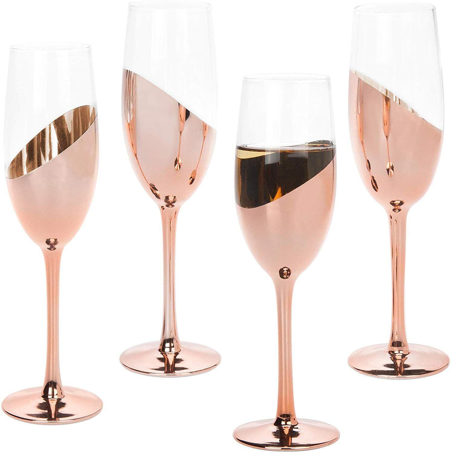Rose Gold Champagne Flutes, Set of 4
