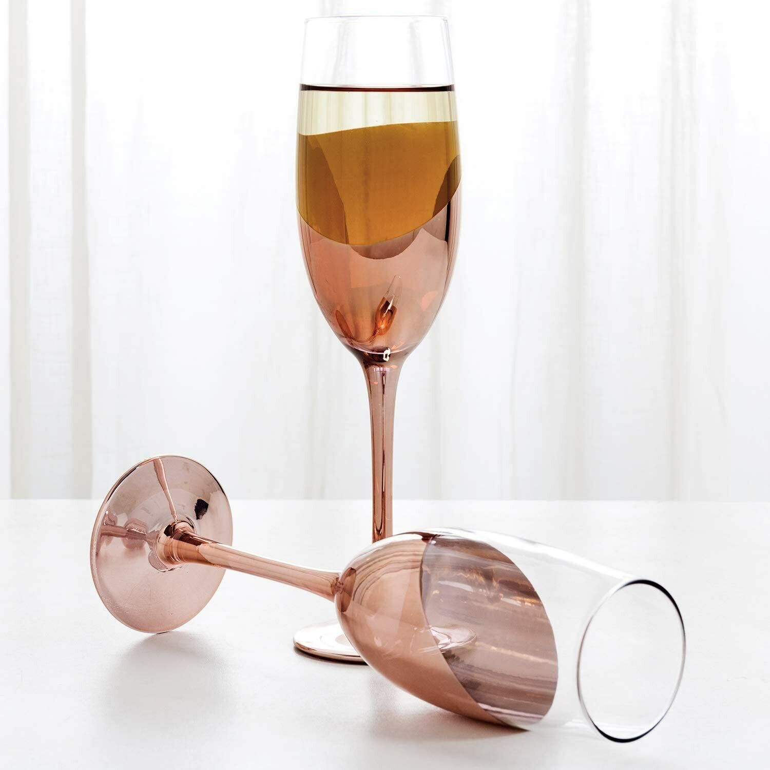 Rose Gold Champagne Flutes, Set of 4