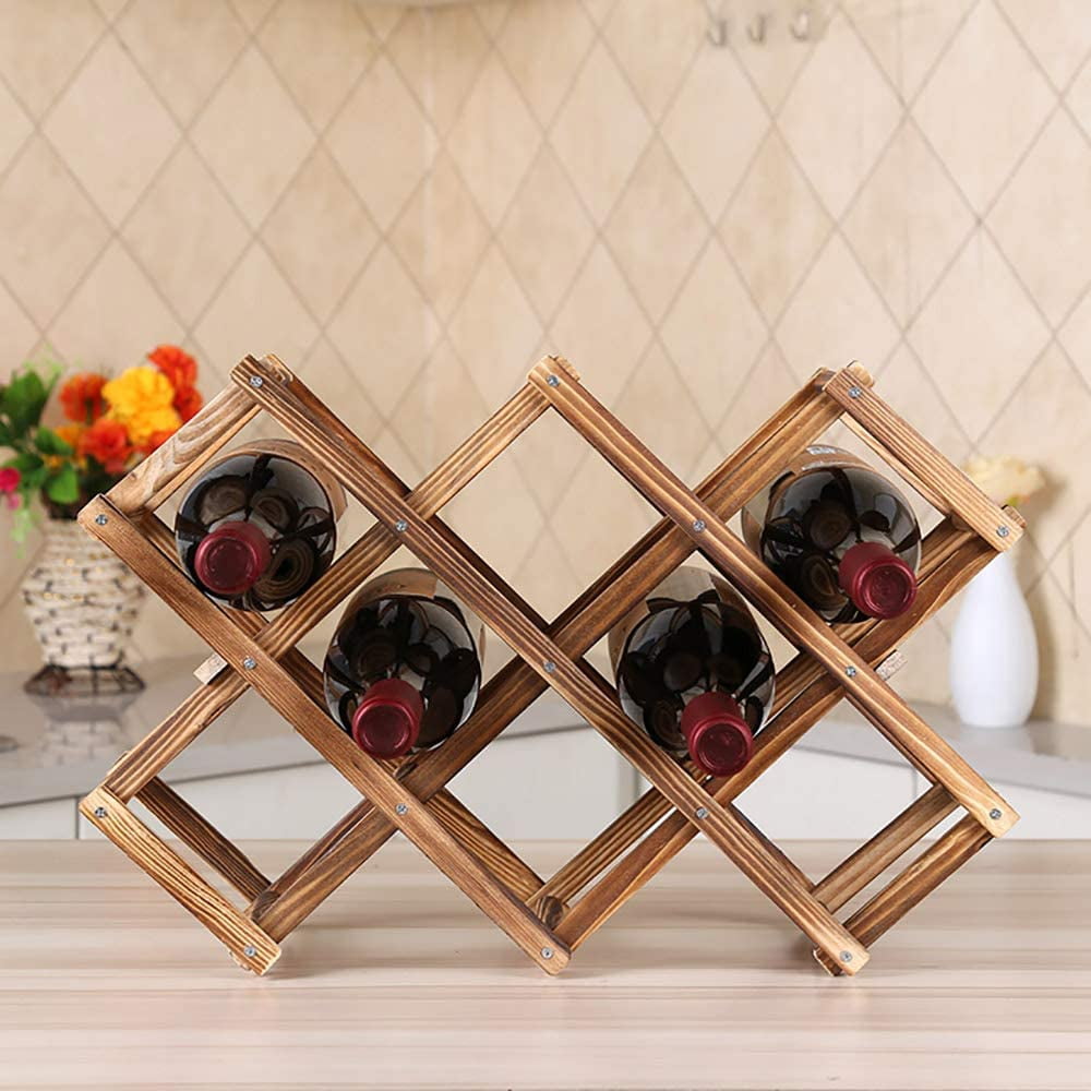 Wooden Wine Rack, Countertop Storage for 10 Bottles