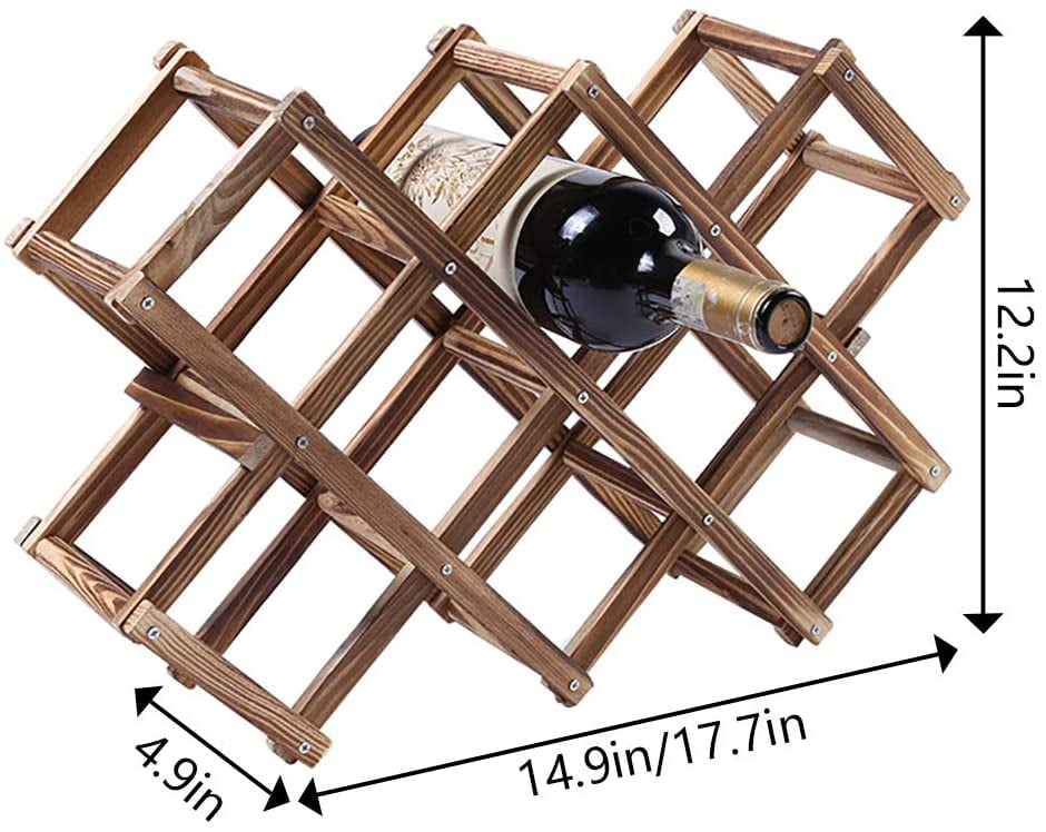 Wooden Wine Rack, Countertop Storage for 10 Bottles