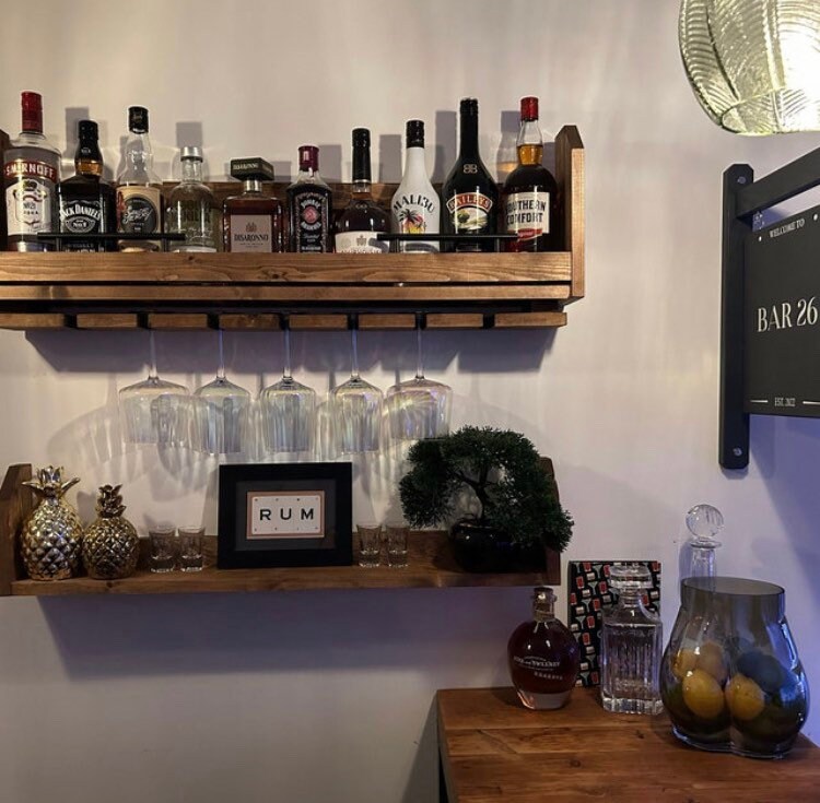 Handcrafted Pine Wall Mounted Wine Rack Set