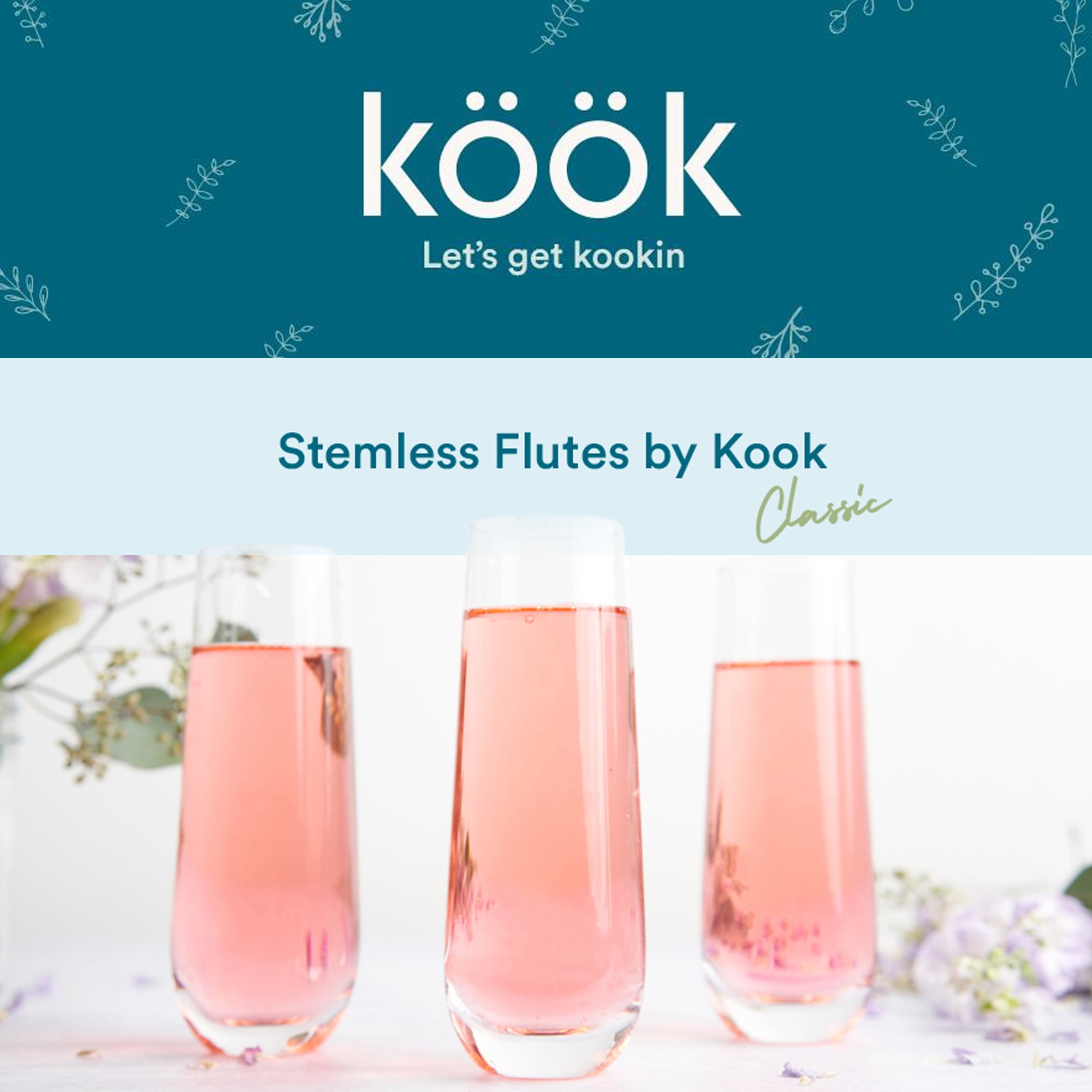 8-Piece Stemless Champagne Flutes Set by Kook