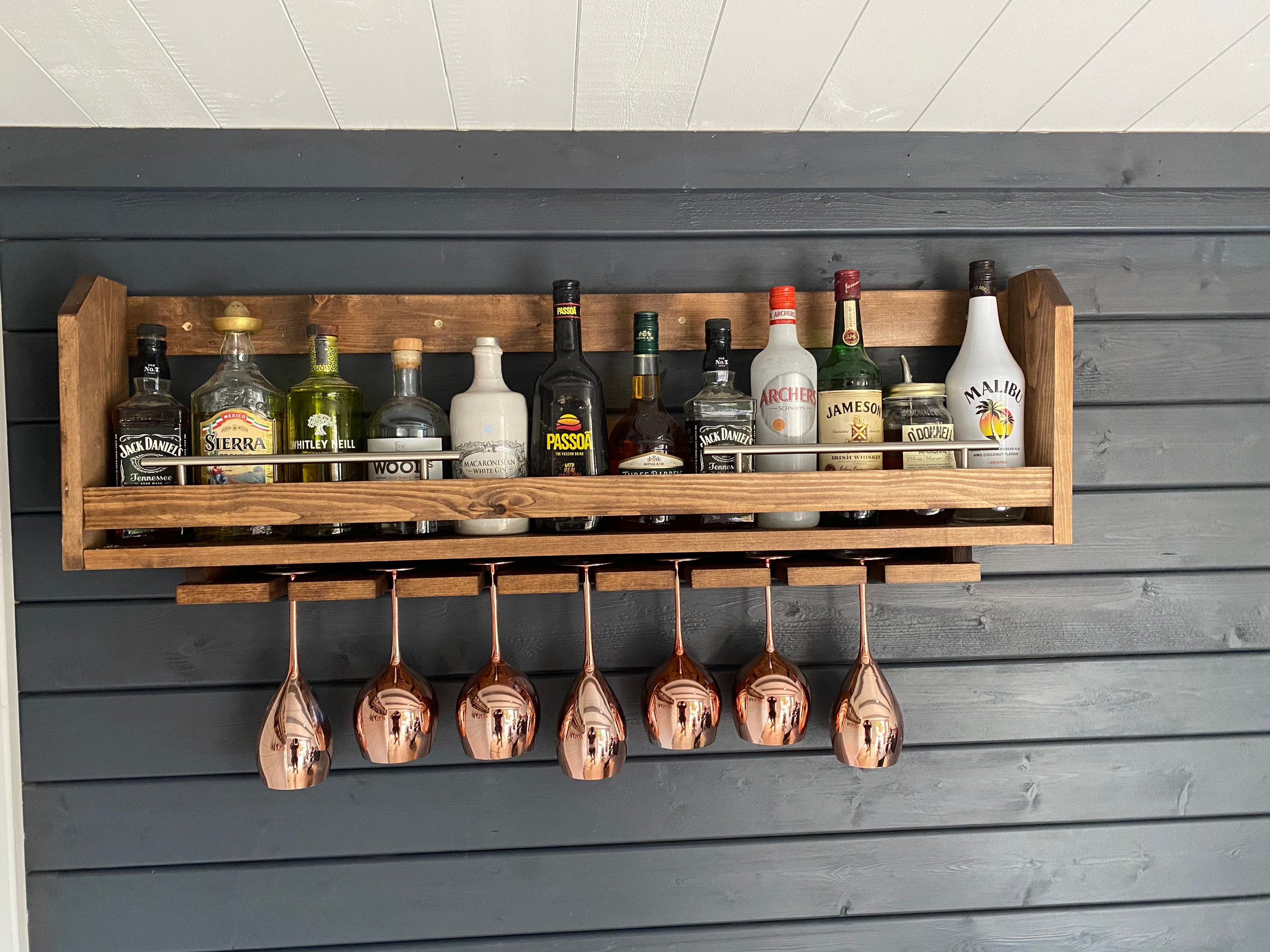 Handcrafted Pine Wall Mounted Wine Rack Set