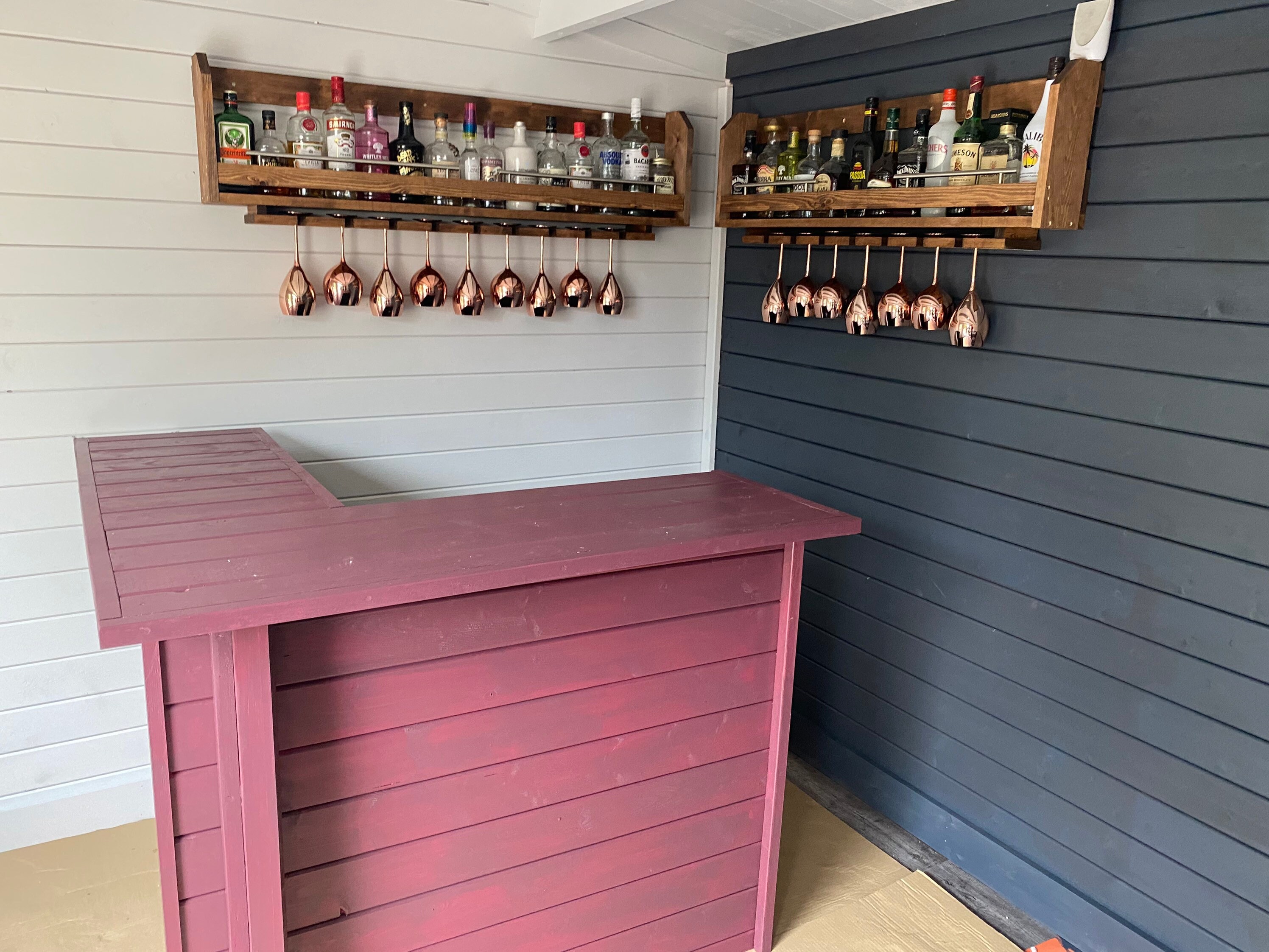 Handcrafted Pine Wall Mounted Wine Rack Set