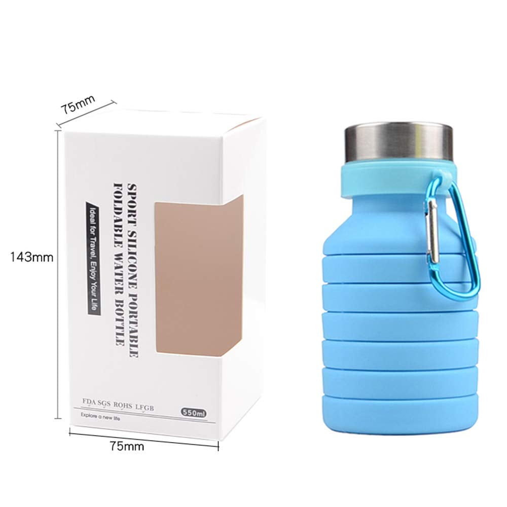 Collapsible BPA-Free Silicone Water Bottle, 18oz