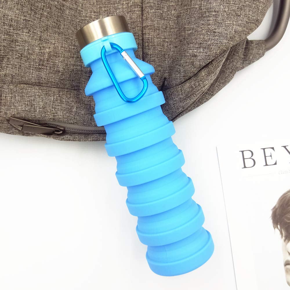 Collapsible BPA-Free Silicone Water Bottle, 18oz