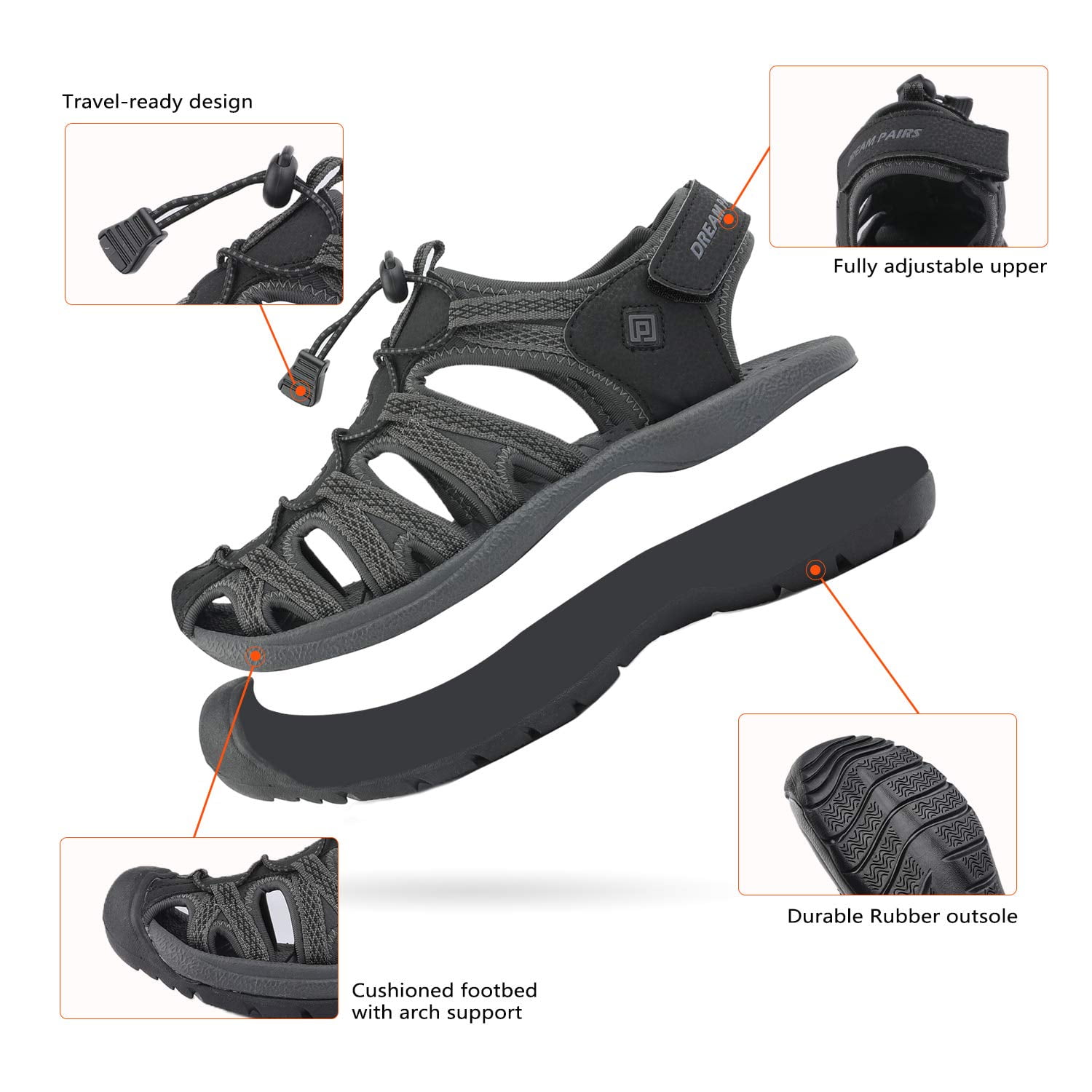 Men's Dream Pairs Hiking Fisherman Sandals - 160912