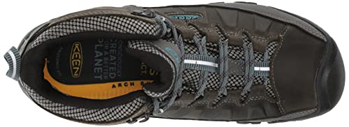 KEEN Women's Waterproof Hiking Boots, Magnet/Atlantic Blue, 8