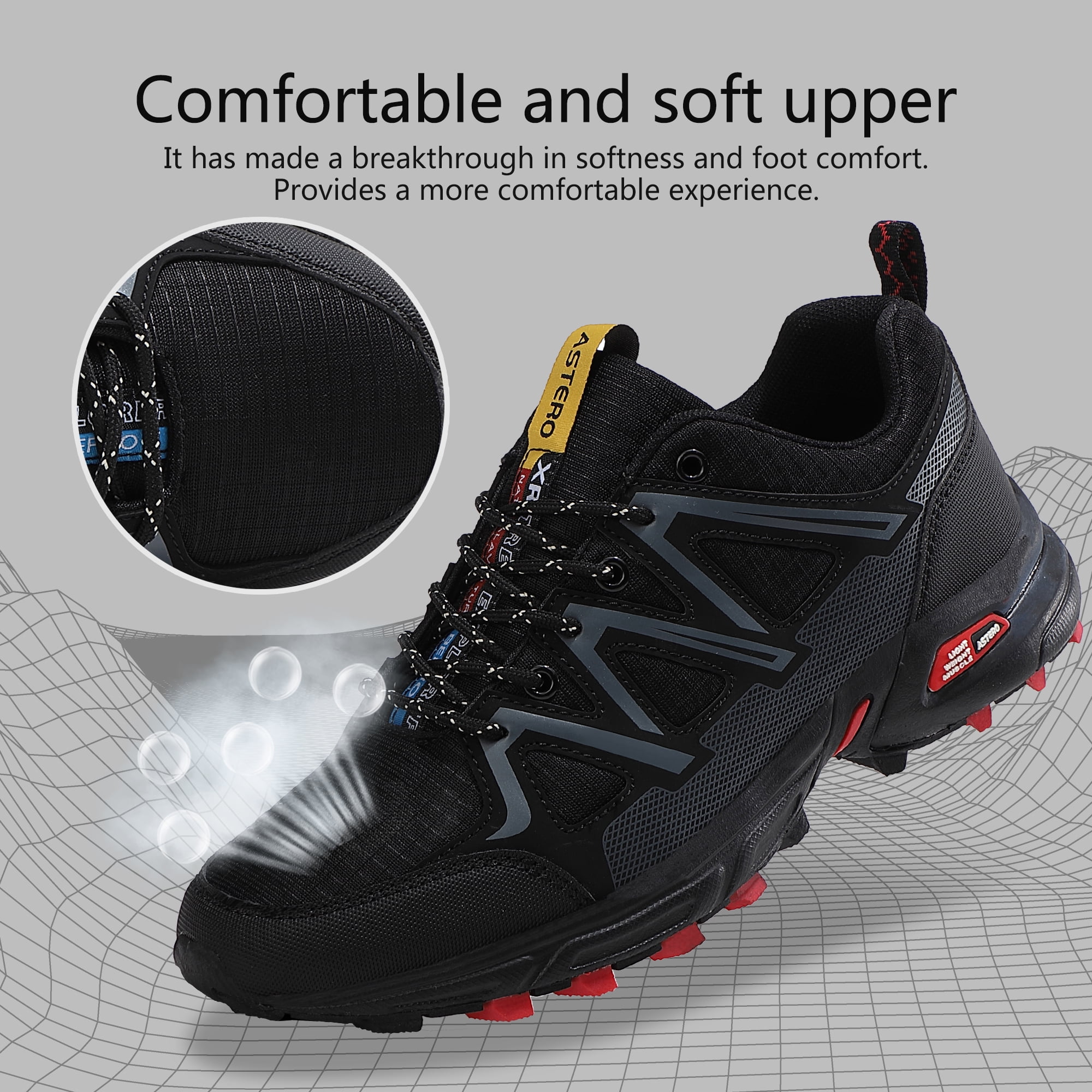 TOPIO Men's breathable Trail Running Hiking Shoes