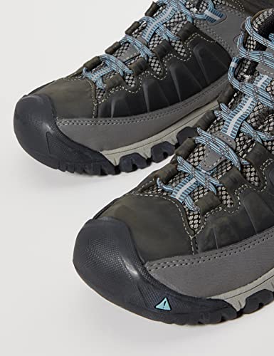 KEEN Women's Waterproof Hiking Boots, Magnet/Atlantic Blue, 8