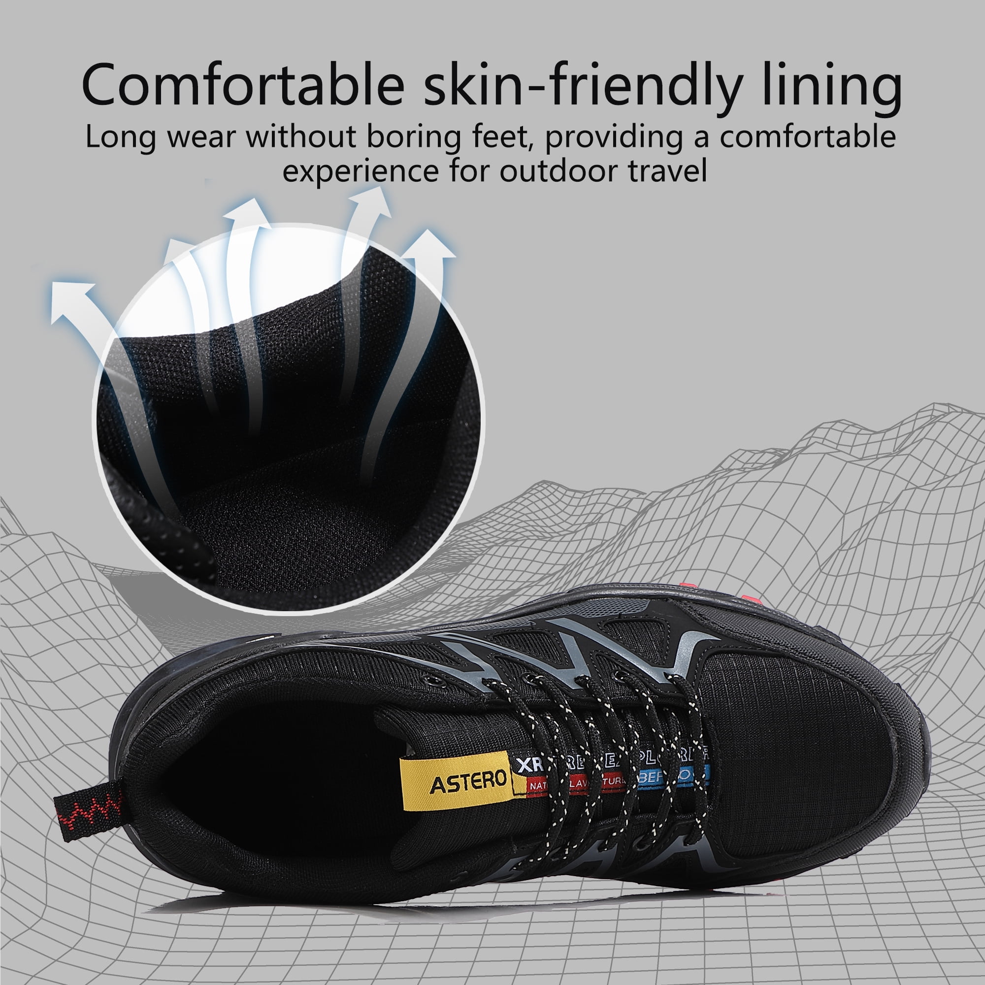 TOPIO Men's breathable Trail Running Hiking Shoes