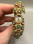 Ladies Vintage Gold Tone Cocktail Watch with Rhinestones