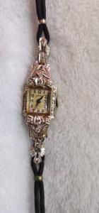 Vintage Hamilton 14K White Gold Diamond Lady Watch