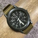 Men's Vintage Military Field Quartz Watch, Olive Band