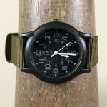 Men's Vintage Military Field Quartz Watch, Olive Band