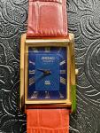 Vintage Seiko Gold and Blue Slim Quartz Watch