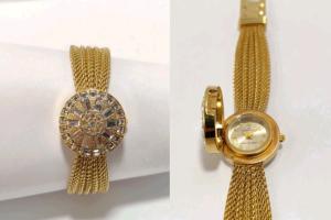 Vintage Anne Klein Crystal Bracelet Watch with Hidden Dial