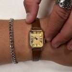 2000s Vintage Rectangular Gold Luxury Watch