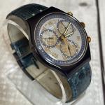 Vintage SWATCH Chrono Timeless Zone Leather 1991 Watch