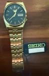Seiko 5 Gold Automatic Vintage Watch Black Dial
