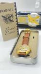 Fossil 33mm Gold Airplane Vintage Watch