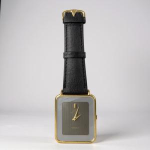 Men's Vintage Slim Black Rectangular Dress Watch