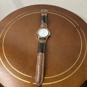 Vintage Men's Accutime Military Watch with Leather Band