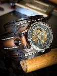 Vintage Steampunk Leather Skeleton Watch for Men