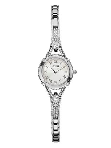 Guess Silver-Tone Crystal Bracelet Watch