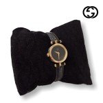 Gucci Vintage Gold Plated Black Face Watch