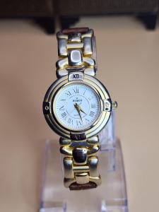 Vintage VISAGE Gold Tone & Brown Leather Watch