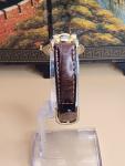 Vintage VISAGE Gold Tone & Brown Leather Watch