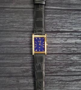 Vintage Men's Blue Dial Gold Dress Watch