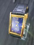Vintage Men's Blue Dial Gold Dress Watch