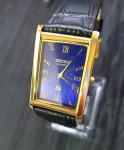 Vintage Men's Blue Dial Gold Dress Watch
