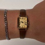 2000s Vintage Rectangular Gold Luxury Watch