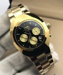 Vintage Quartz Chronograph Gold Black Dial Watch