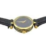 Gucci Vintage Gold Plated Black Face Watch