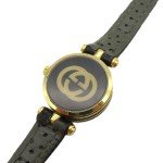 Gucci Vintage Gold Plated Black Face Watch