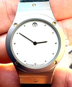Rare 1980s Vintage Zenith Steel Watch with Band