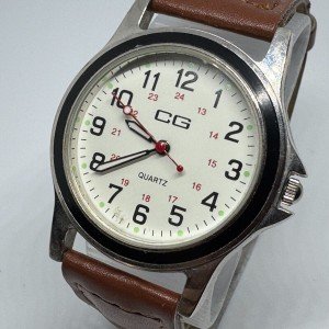 Men's Vintage Silver CG Quartz Military Watch