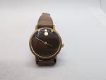 Movado Zenith Gray Leather Band Vintage Watch