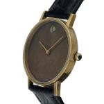 Movado Museum 14k Gold Leather Manual Wind Watch