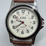 Men's Vintage Silver CG Quartz Military Watch