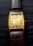 Vintage Men's Gold Tank Watch with Satin Dial