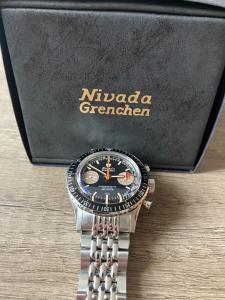 Nivada Grenchen White Orange Boy Chronograph Watch
